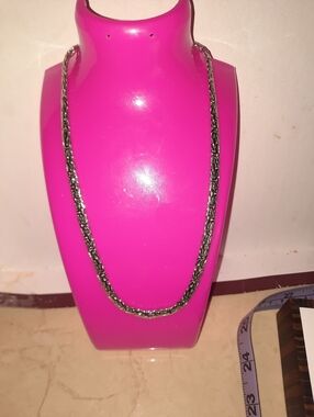 New AUTHENTIC GENUINE PLATINUM STERLING SILVER CHUNKY WIDE BYZANTINE CHAIN 16.75